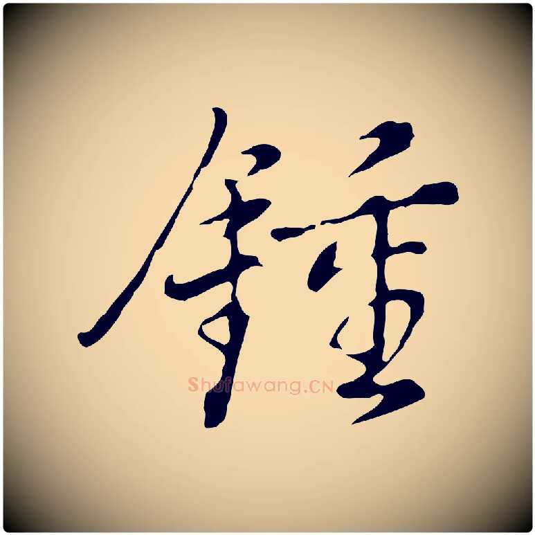 鍾毛笔行书写法,摘自明代董其昌洛神赋十三行补