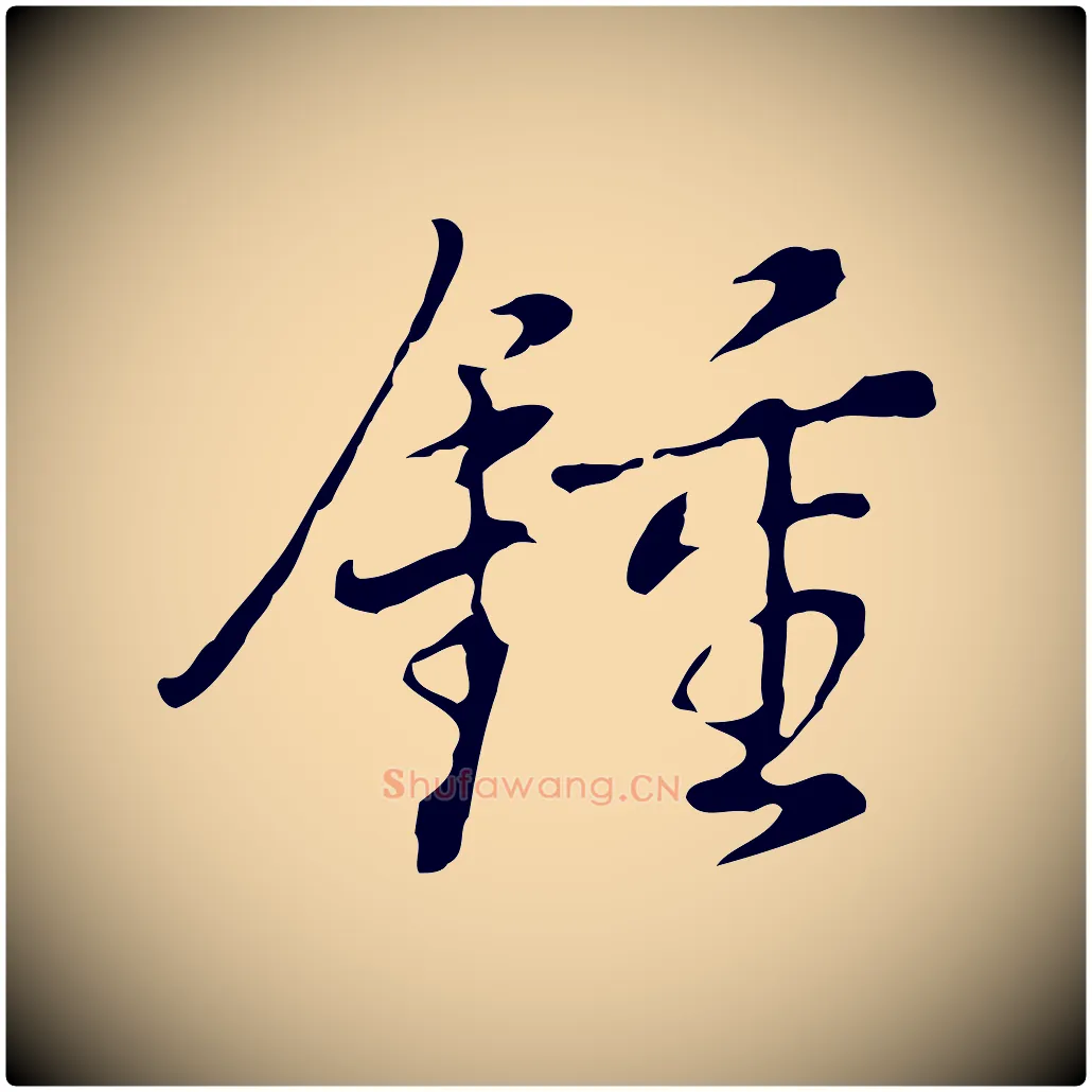 鍾毛笔行书写法,摘自明代董其昌洛神赋十三行补