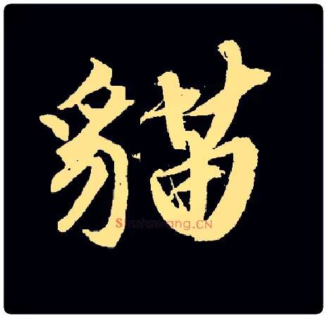 猫毛笔行书写法,摘自常用字