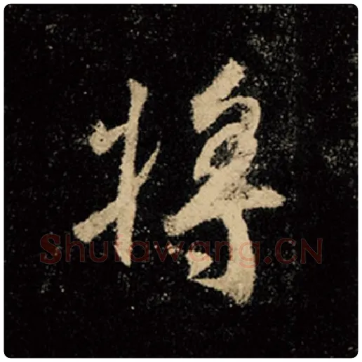 王羲之毛笔行书将字的写法,摘自王羲之书法作品怀仁集王羲之圣教序
