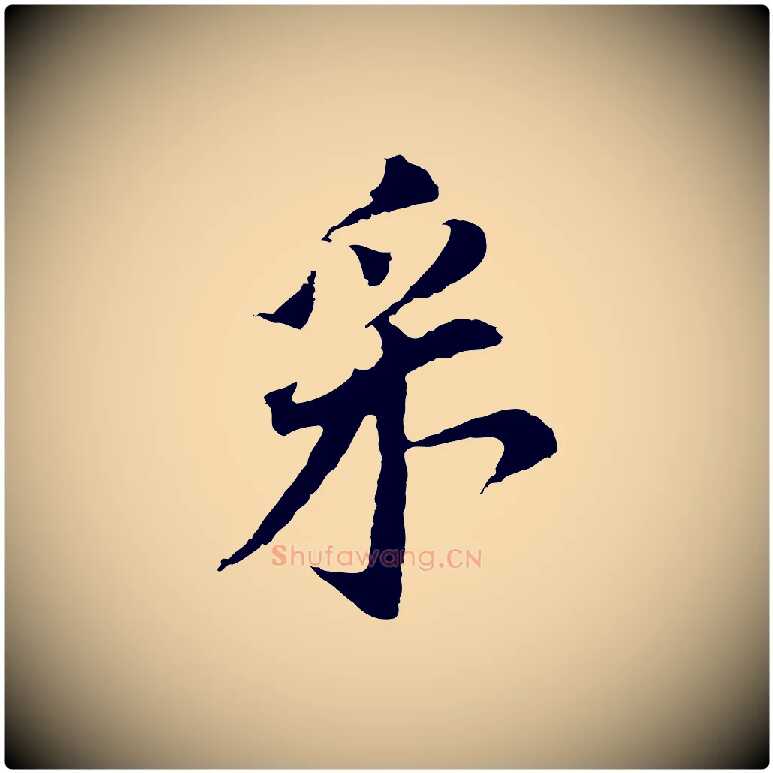 釆毛笔行书写法,摘自明代董其昌跋孝经