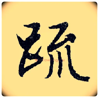 疏毛笔行书写法,摘自明文徵明滕王阁记行草册页