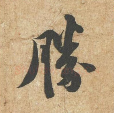 胜毛笔行书的写法_苏轼书法行书胜单字帖图片_摘自归安丘园帖第40字